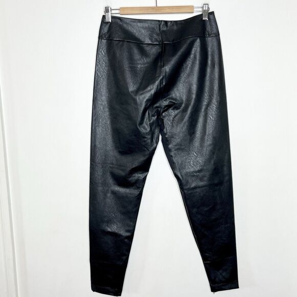 HONEYLOVE Vegan Leather Legging Black Womens 1X Faux Shaping Ankle Zipper - Picture 9 of 10